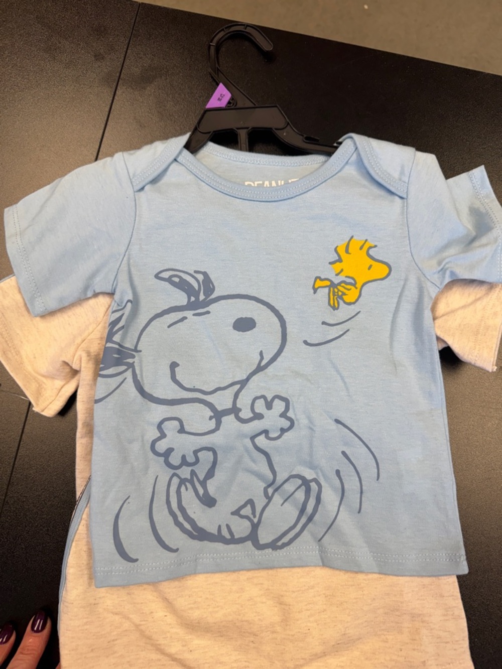Peanuts Light Gray & Blue 'Too Cool' Kids Tee with Snoopy Pocket - Picture 9 of 11